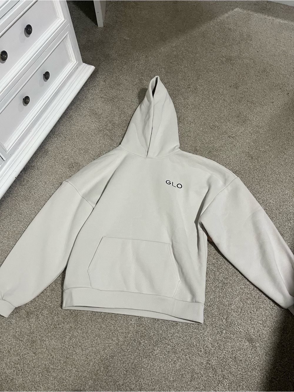 Light Cream Hoodie with Small GLO Logo